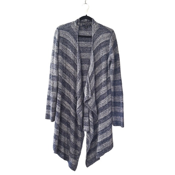 Barefoot Dreams Bamboo Chic Lite Blue Stripe Calypso Wrap Cardigan Sweater L/XL - Picture 2 of 14